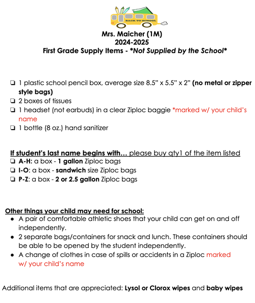 Supply List